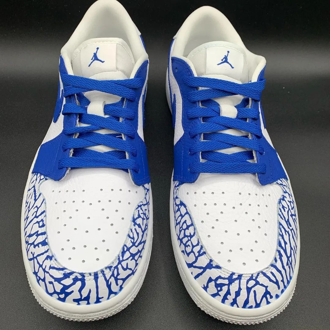 Blue Net Custom Sneakers Air Jordan 1 Low