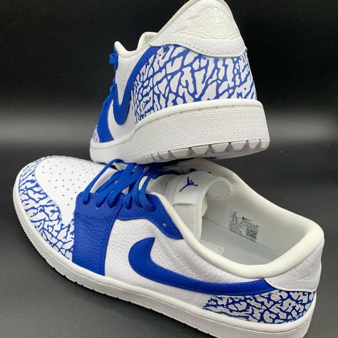 Blue Net Custom Sneakers Air Jordan 1 Low