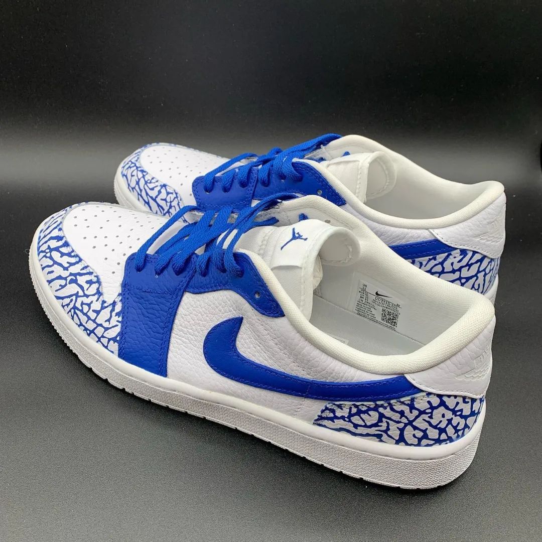 Blue Net Custom Sneakers Air Jordan 1 Low