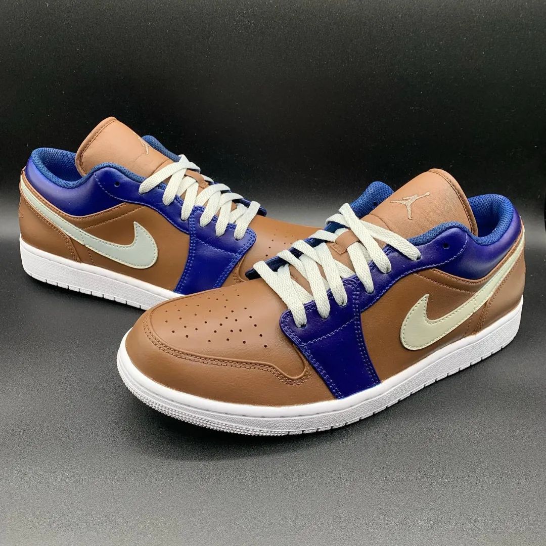 Brown Blue Custom Sneakers Air Jordan 1 Low