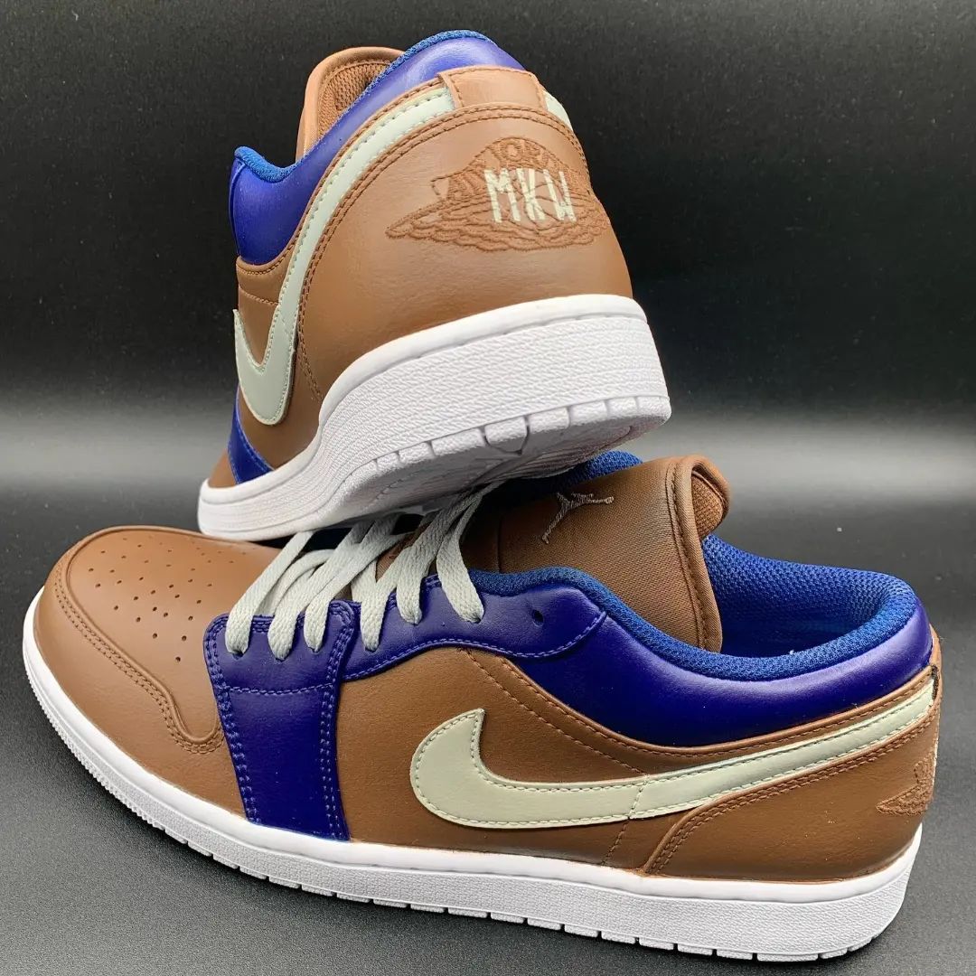 Brown Blue Custom Sneakers Air Jordan 1 Low