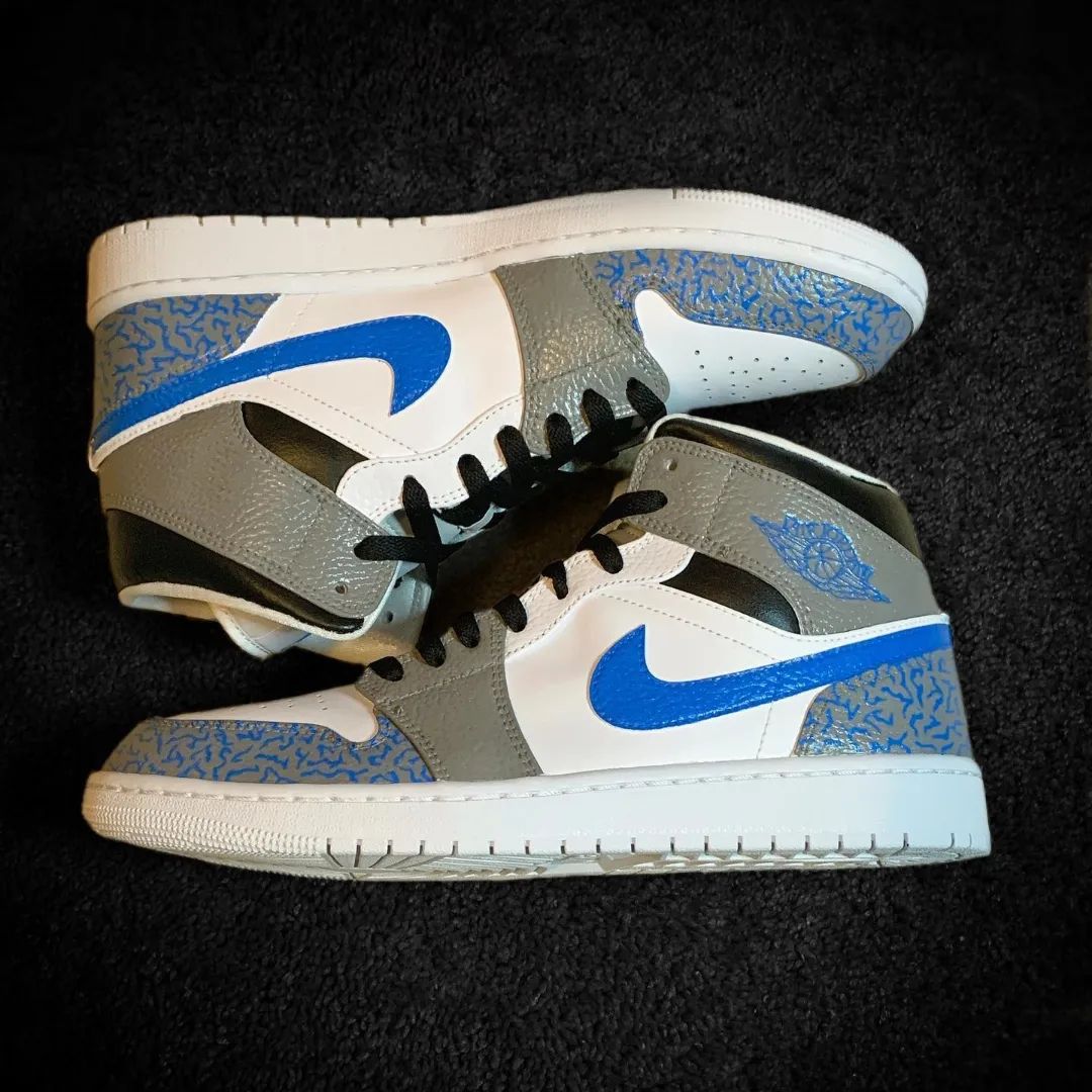 Grey Blue Net Custom Sneakers Air Jordan 1