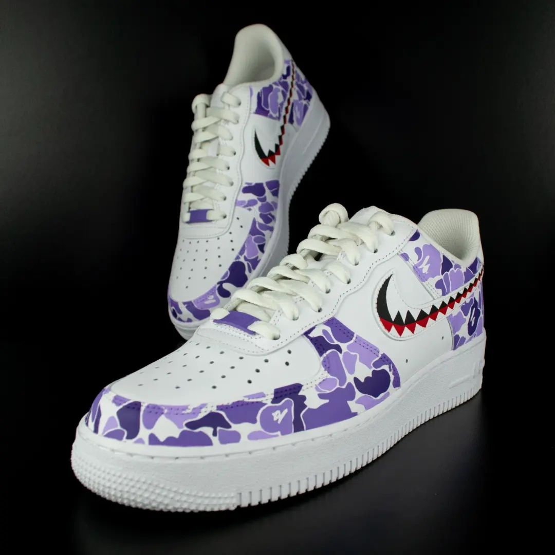 Purple Shark Custom Sneakers Air Force 1