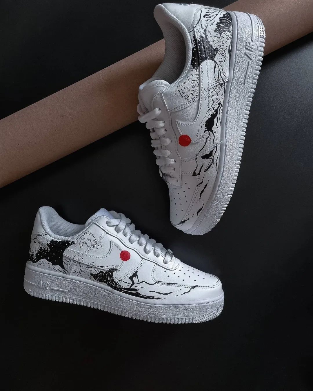 Black Wave Drifting Custom Sneakers Air Force 1