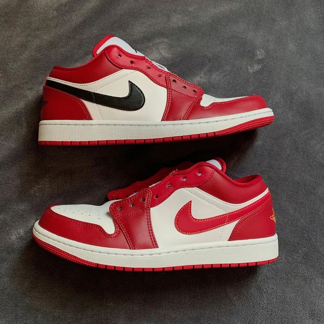 Red Black Custom Sneakers Air Jordan 1 Low