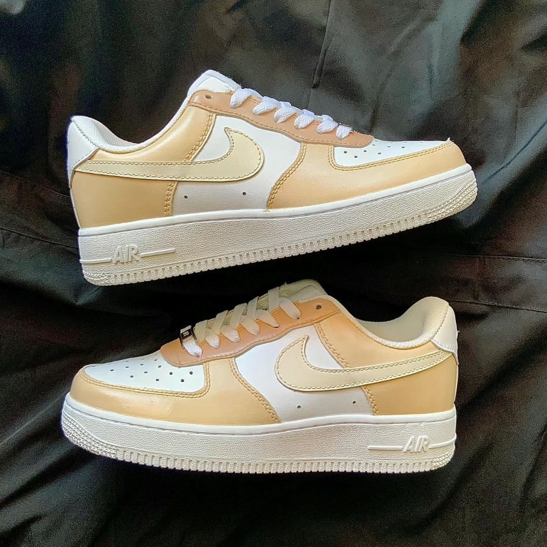 Beige Smooth Custom Sneakers Air Force 1