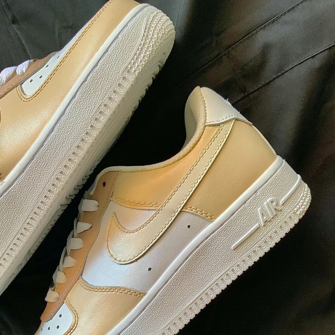 Beige Smooth Custom Sneakers Air Force 1