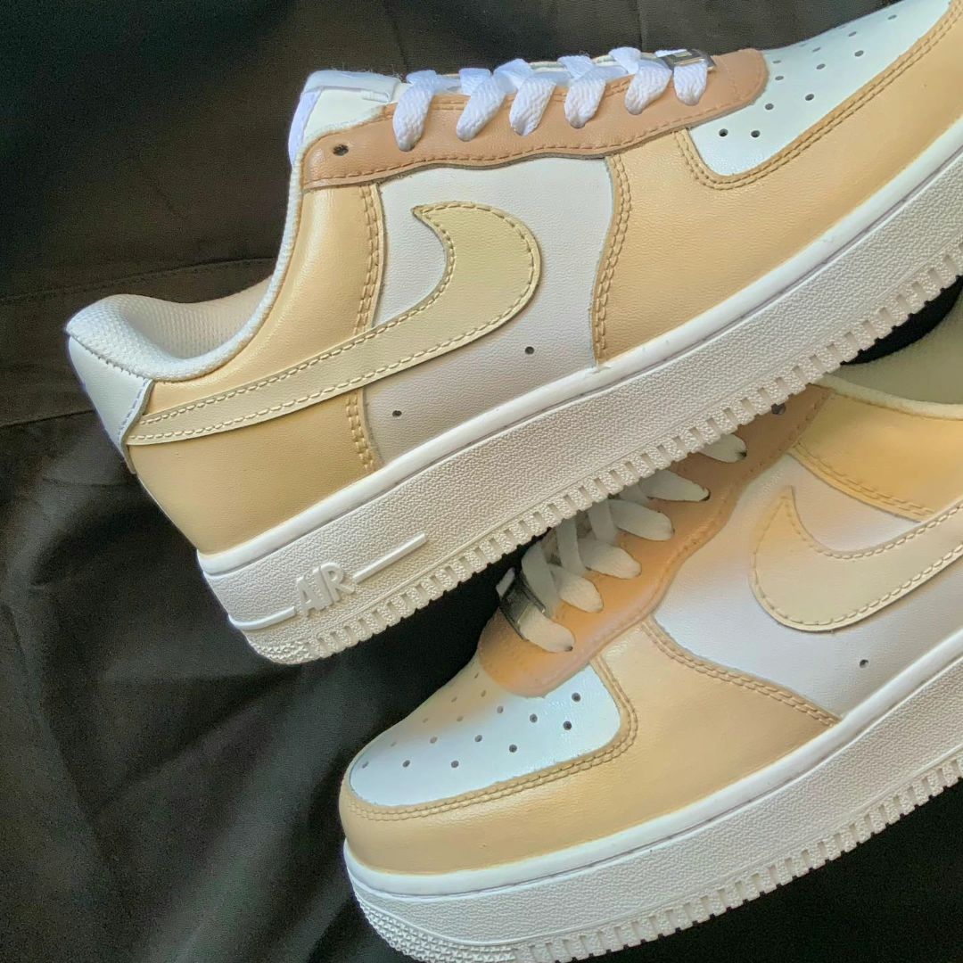 Beige Smooth Custom Sneakers Air Force 1