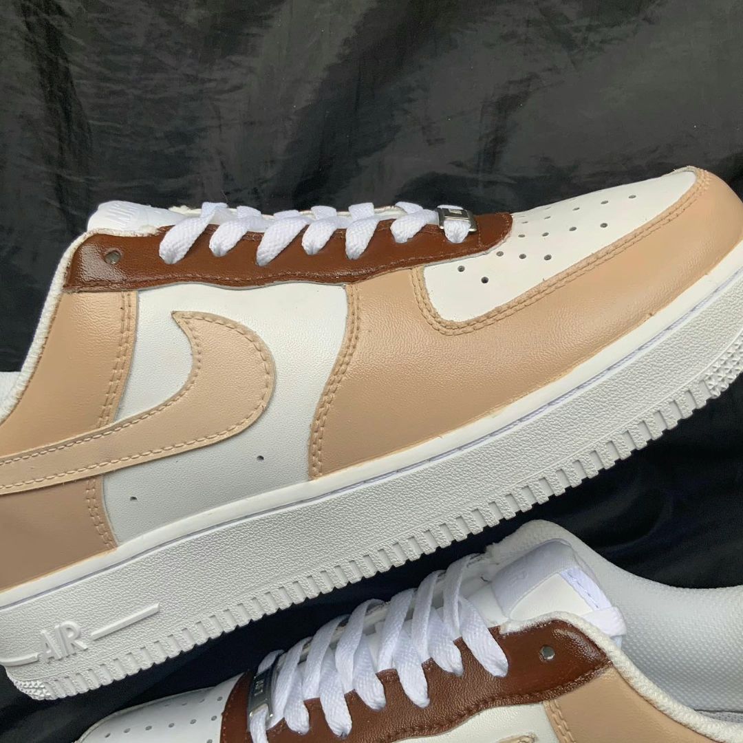 Beige Brown Custom Sneakers Air Force 1