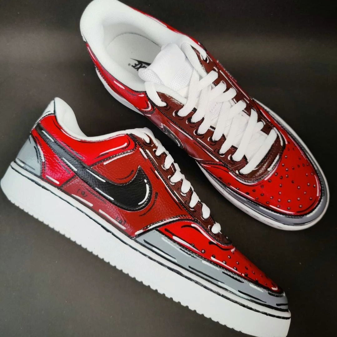 Red Grey Cartoon Custom Sneakers Nike Count