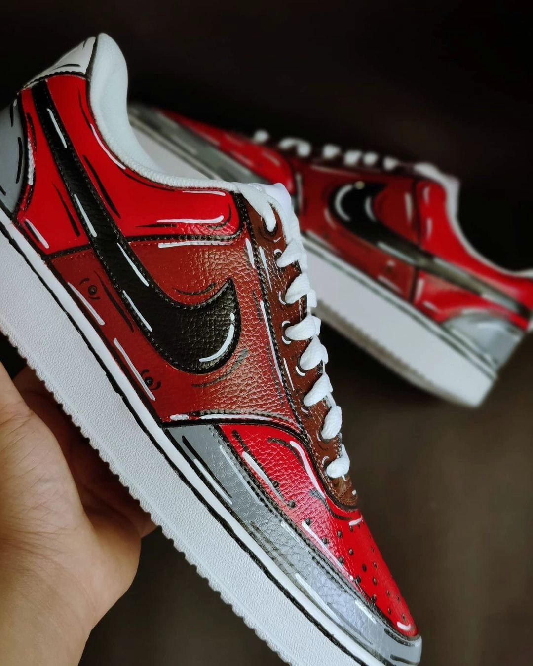 Red Grey Cartoon Custom Sneakers Nike Count