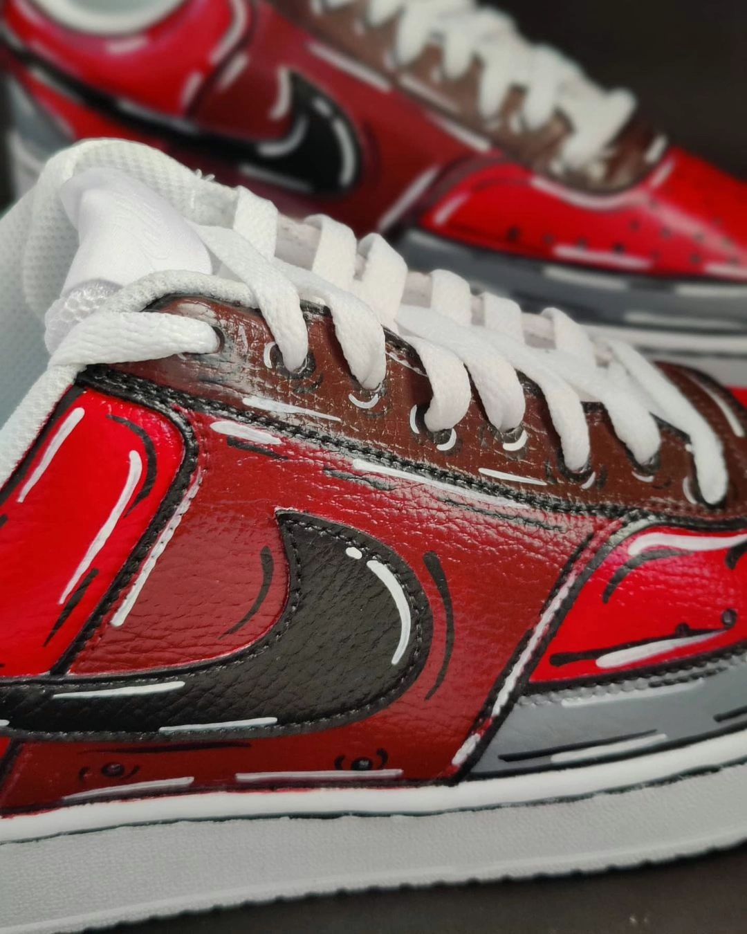 Red Grey Cartoon Custom Sneakers Nike Count