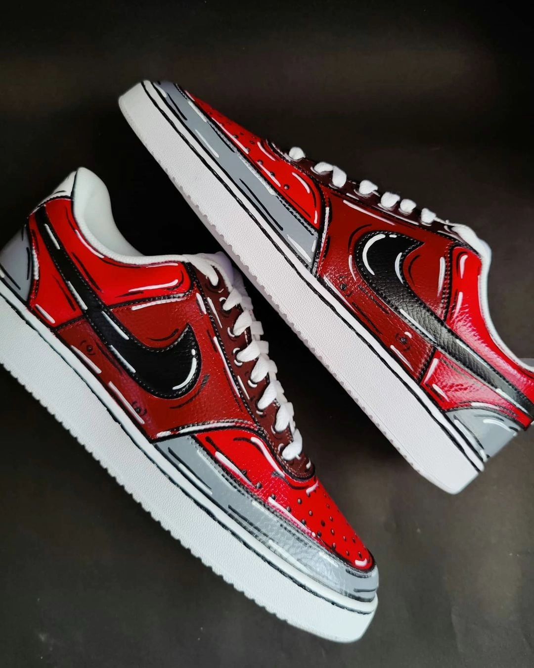 Red Grey Cartoon Custom Sneakers Nike Count