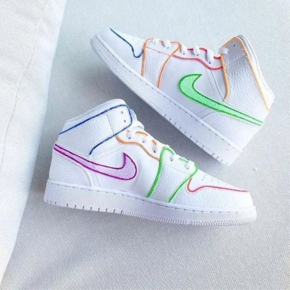 Macaron Lines Custom Sneakers Air Jordan 1