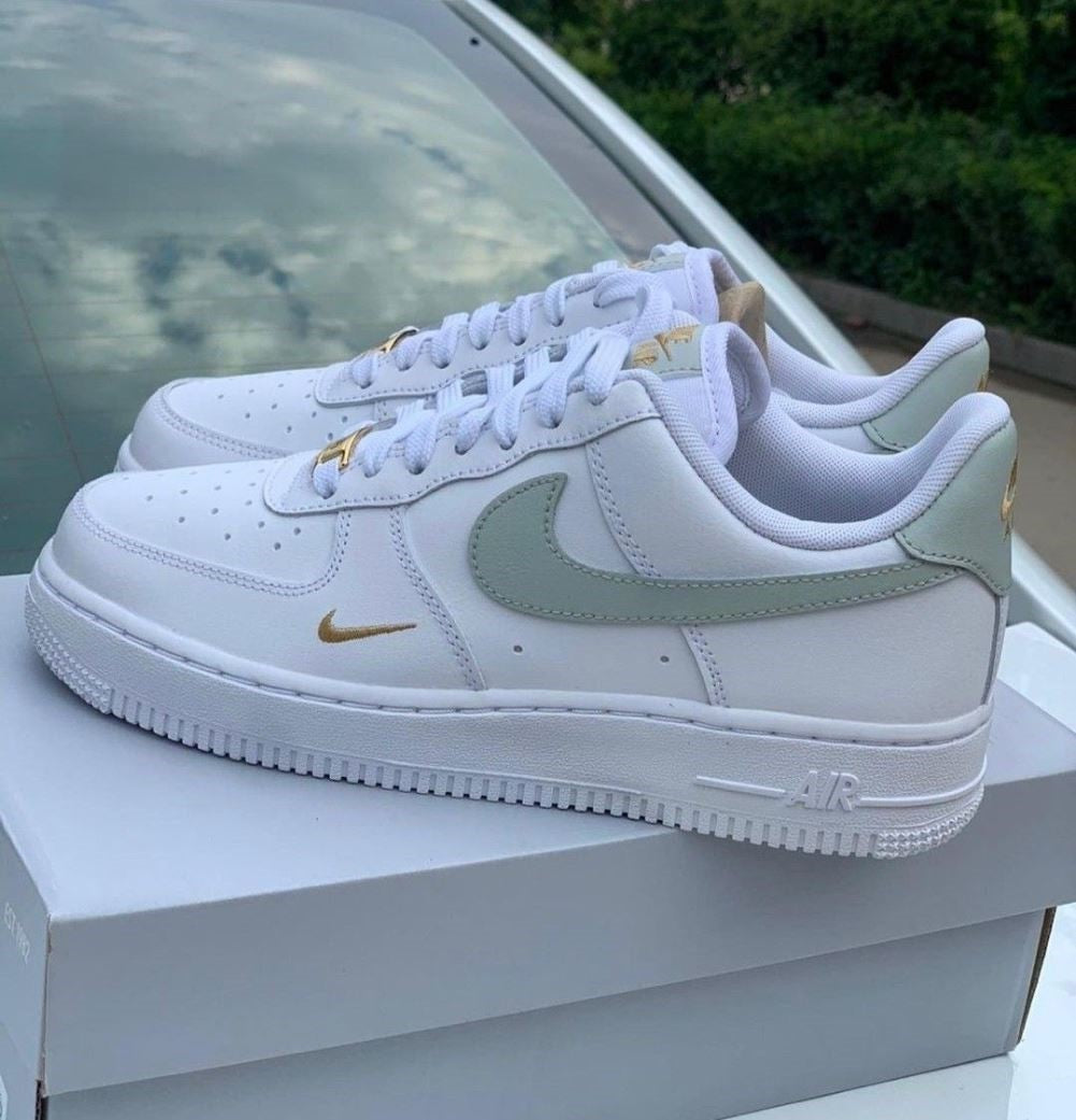 Soft Green Golden Sneakers Custom Air Force 1