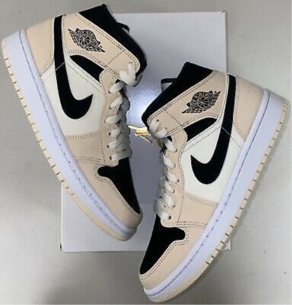 Beige Black Sneakers Custom Air Jordan 1