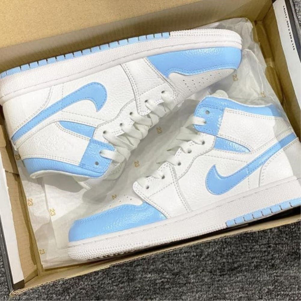 Baby Blue Smooth Custom Sneakers Air Jordan 1