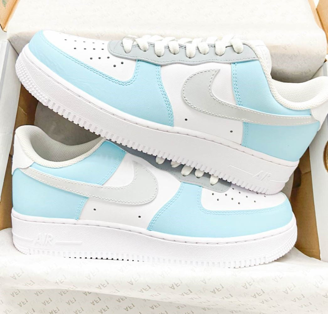 Soft Blue Grey Custom Sneakers Air Force 1