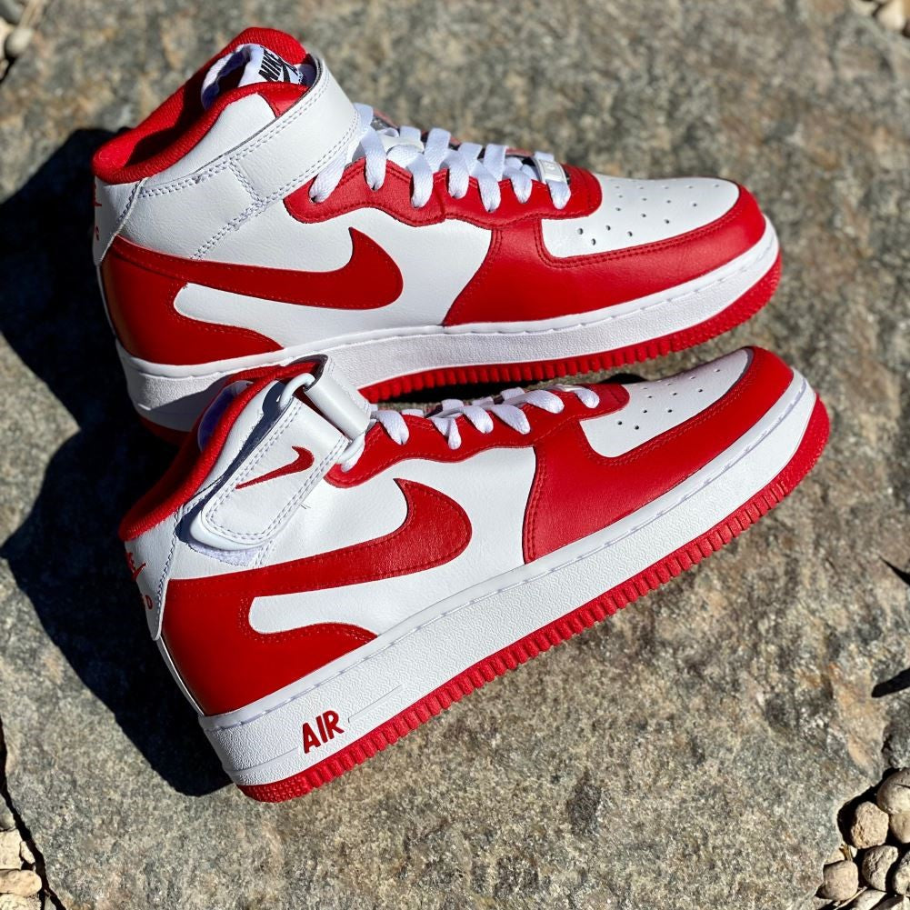 Red Custom Sneakers Air Force 1 Mid