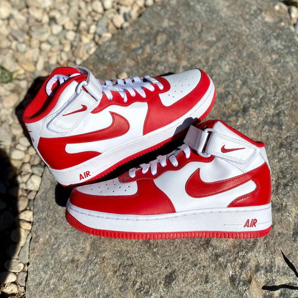 Red Custom Sneakers Air Force 1 Mid