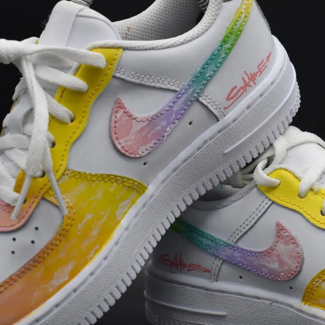 Colorful Gradient Painting Custom Sneakers Air Force 1