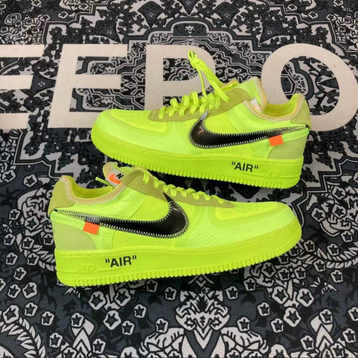 OFF WHITE x AF1 Green Black Custom Sneakers Air Force 1