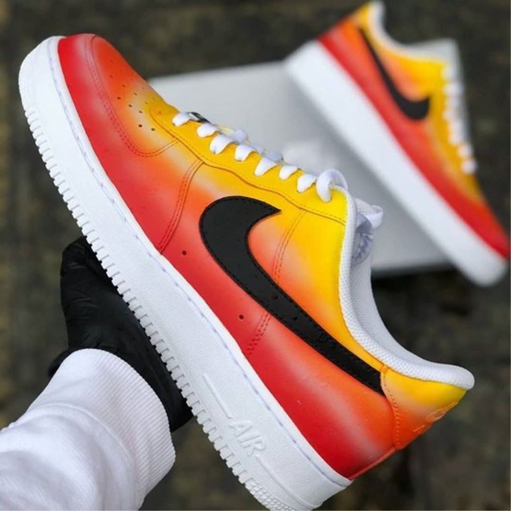 Orange Black Custom Sneakers Air Force 1