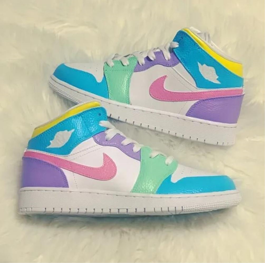 Colorful Smooth Custom Sneakers Air Jordan 1