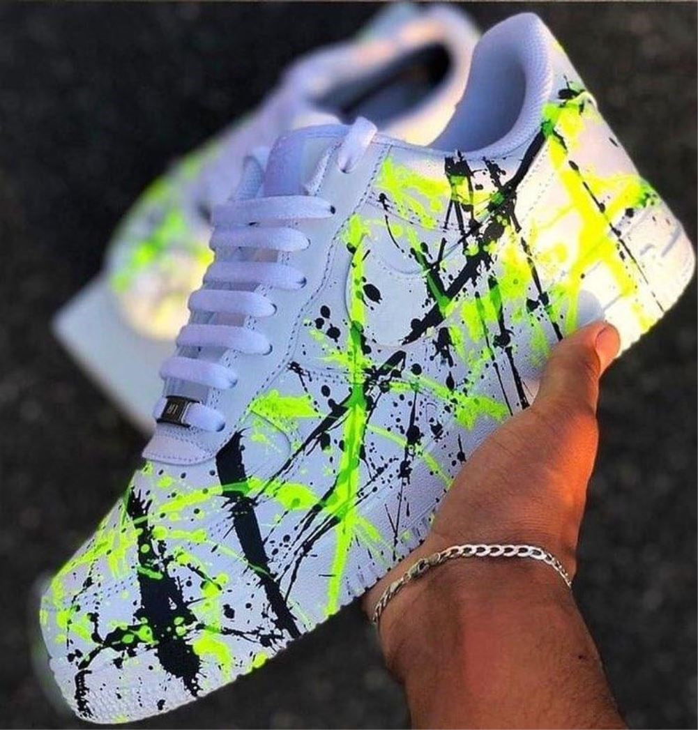 Neon Black Splatter Custom Sneakers Air Force 1