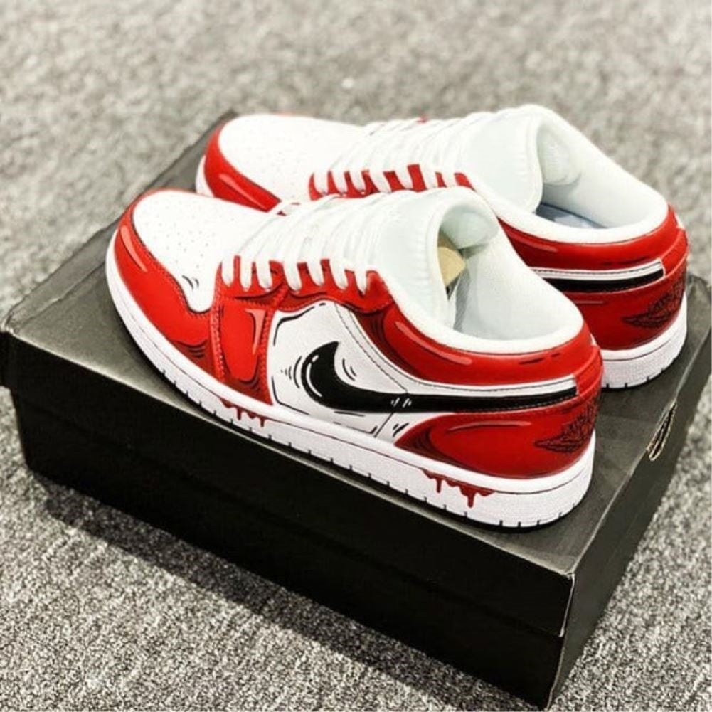 Cartoon Red Custom Sneakers Air Jordan 1 Low