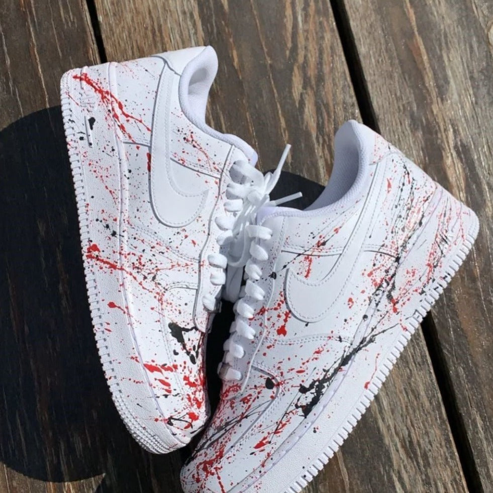 Red Black Splatter Custom Sneakers Air Force 1