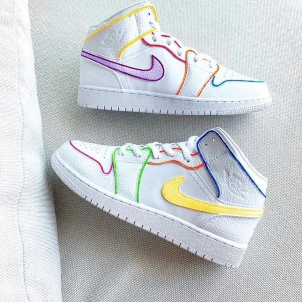 Macaron Lines Custom Sneakers Air Jordan 1