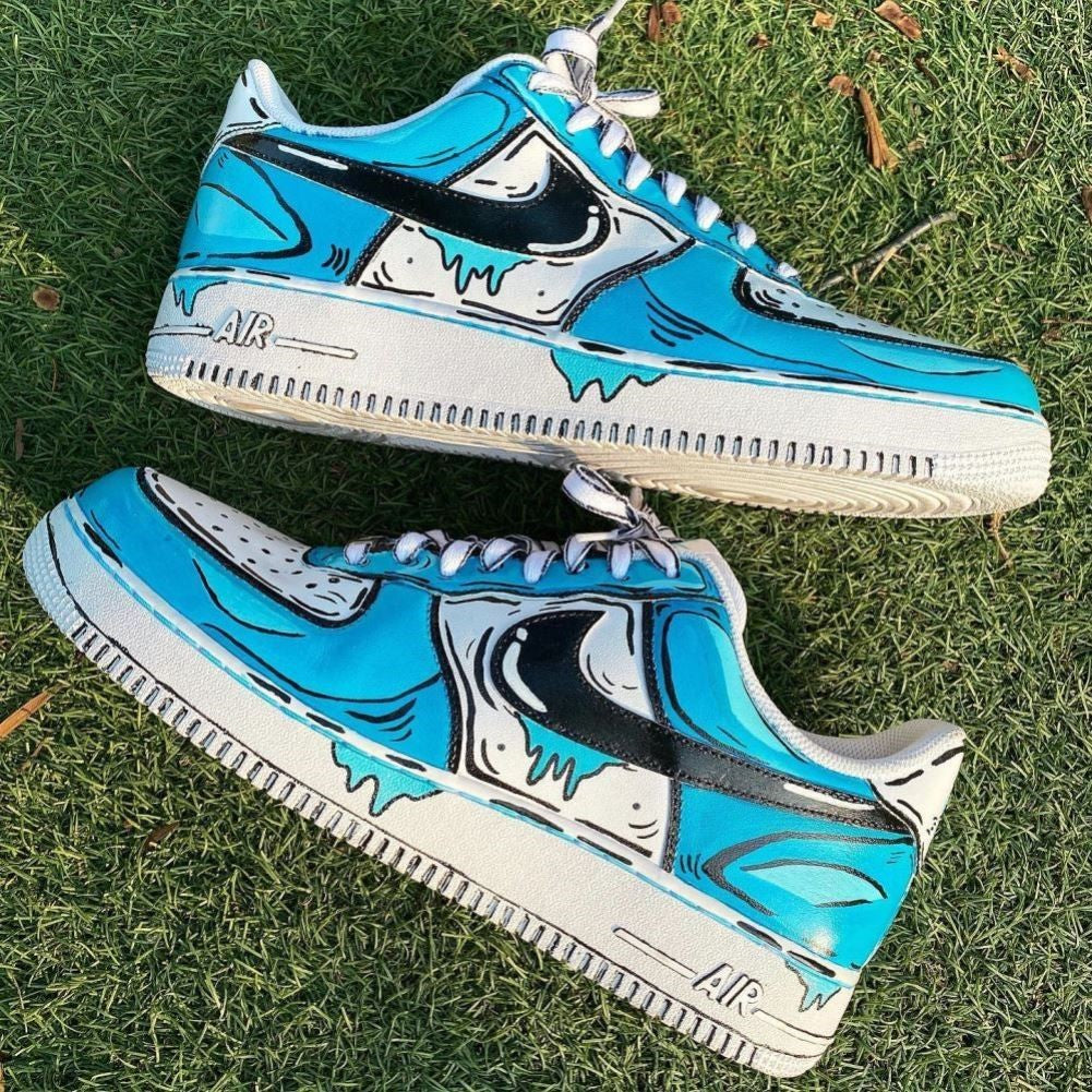 Catroon Blue Drip Custom Sneakers Air Force 1