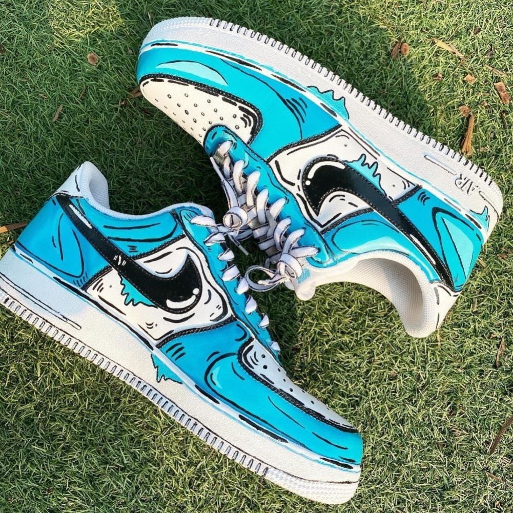 Catroon Blue Drip Custom Sneakers Air Force 1