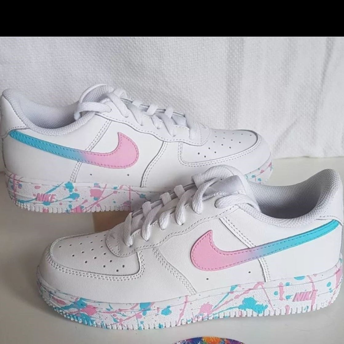 Pink Blue Splatter Custom Sneakers Air Force 1