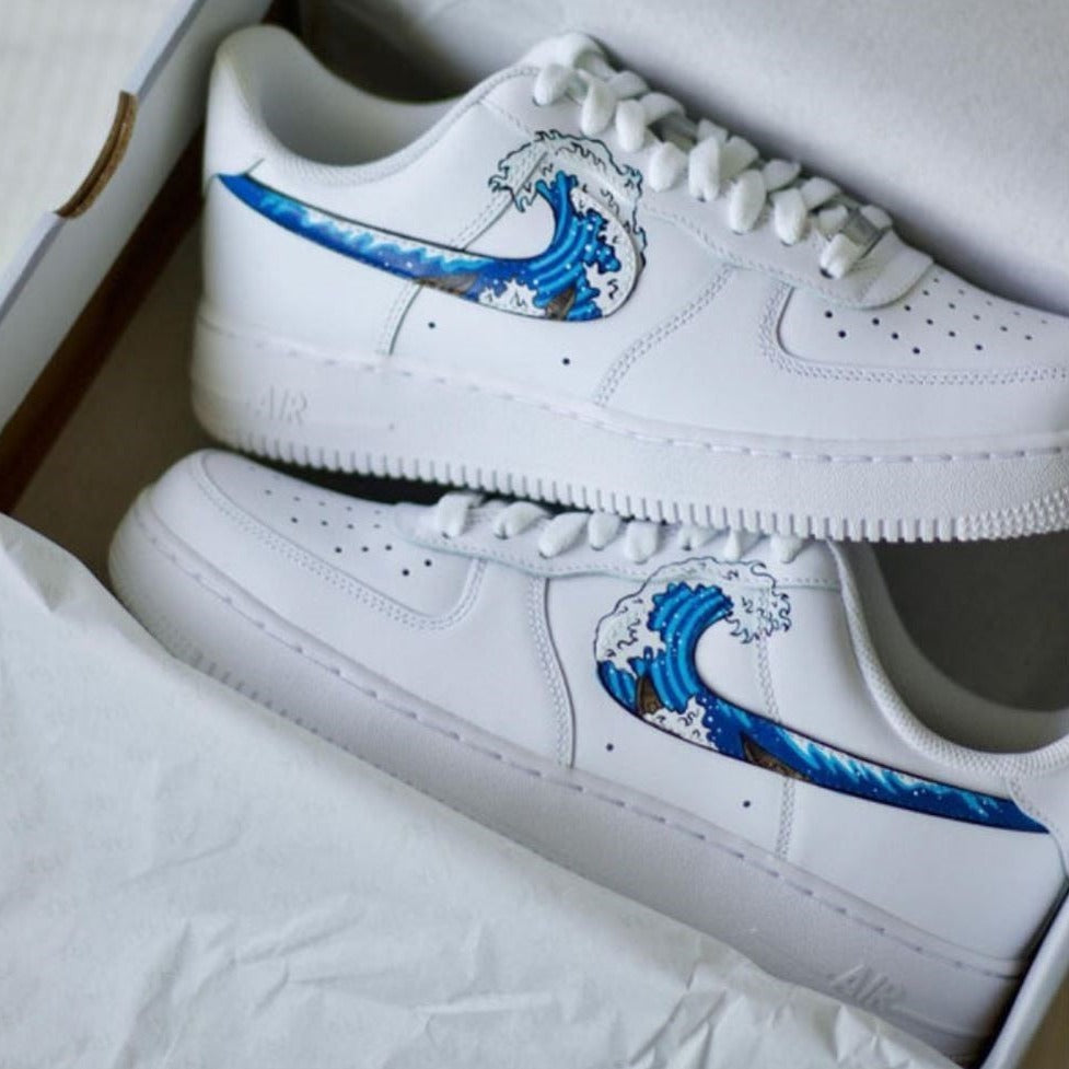 Blue Wave Smooth Custom Sneakers Air Force 1