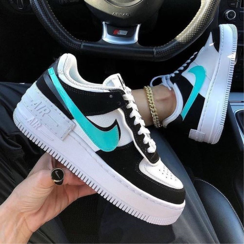 White Aurora Black Shadow Custom Sneakers Air Force 1