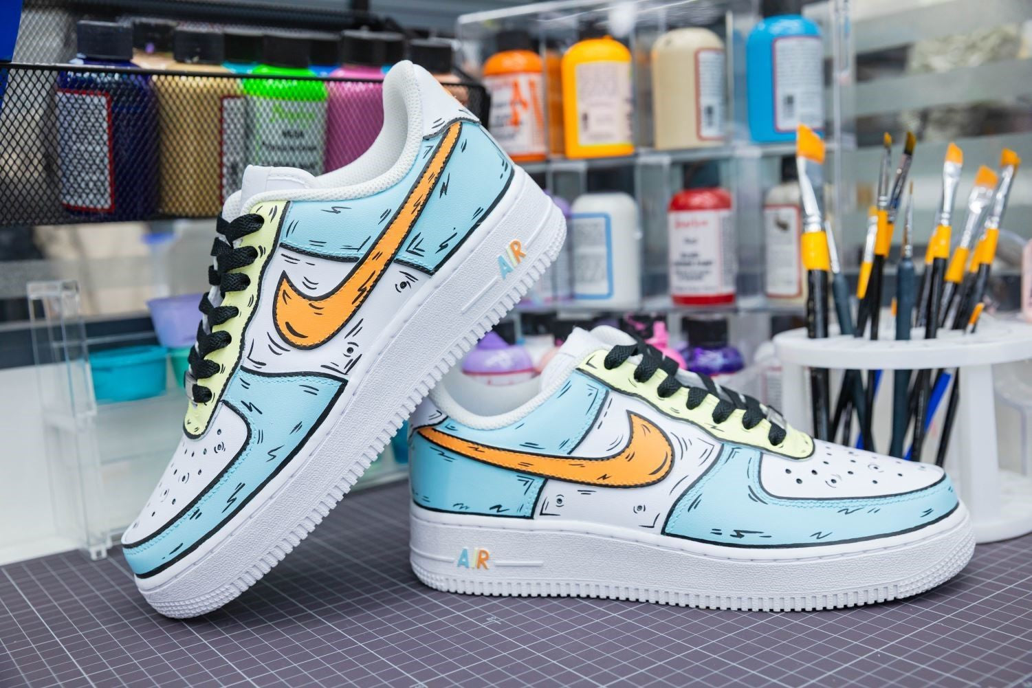 Tricolor Cartoon Doodle Custom Sneakers Air Force 1