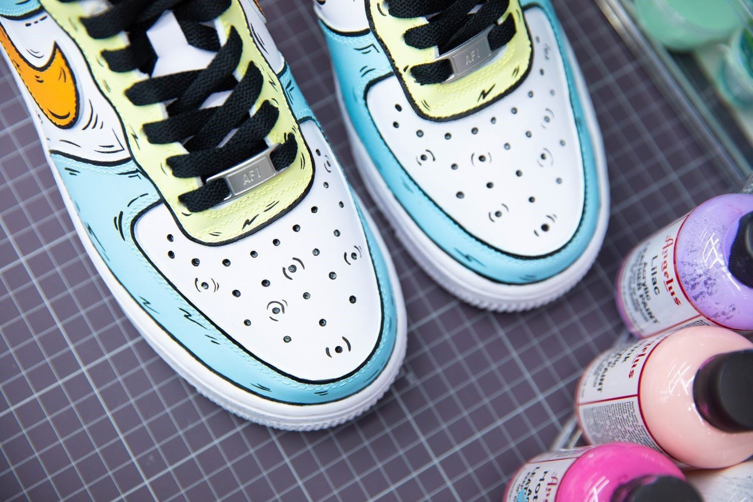 Tricolor Cartoon Doodle Custom Sneakers Air Force 1