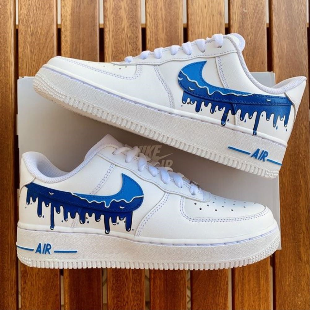 Blue Wave Dripping Custom Sneakers Air Force 1