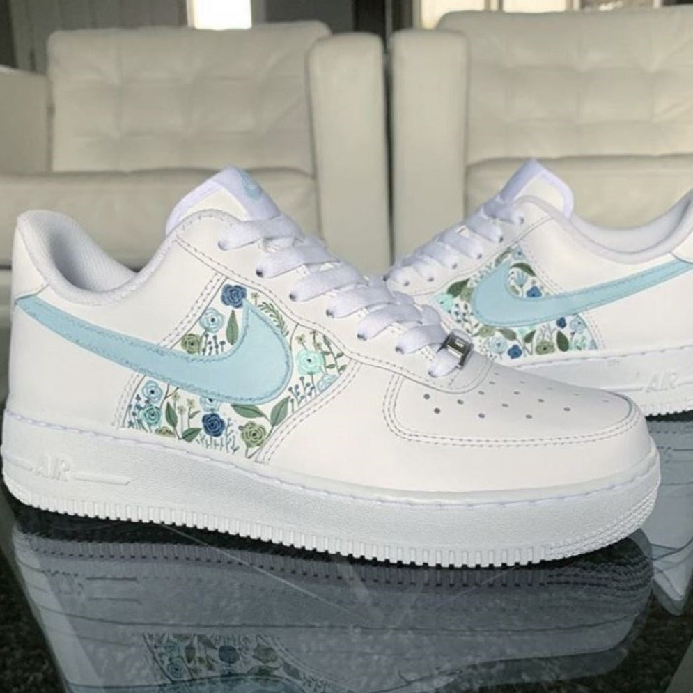 Blue Flowers Custom Sneakers Air Force 1