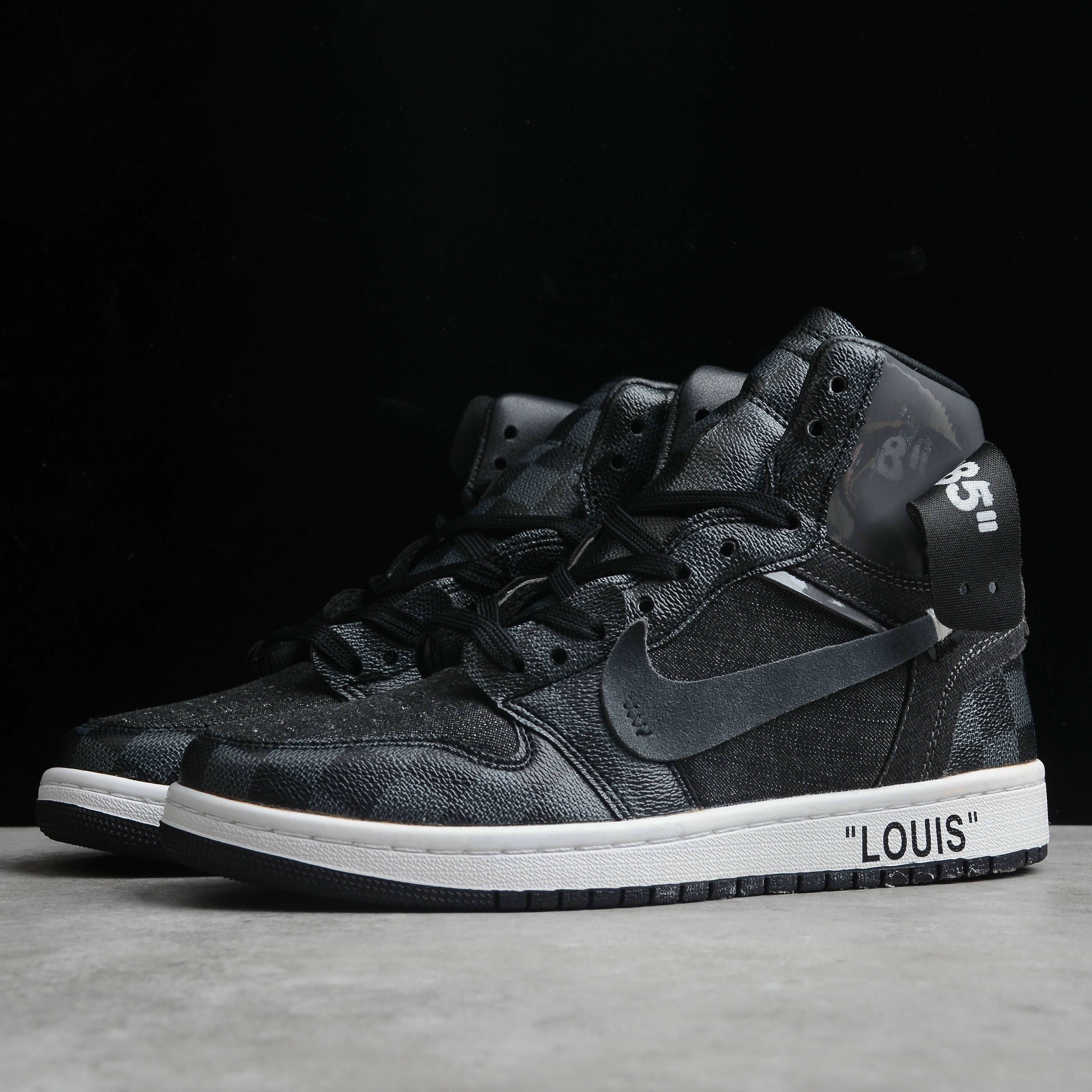 BLACK OFF-LOUIS LV Custom Sneakers Air Jordan 1