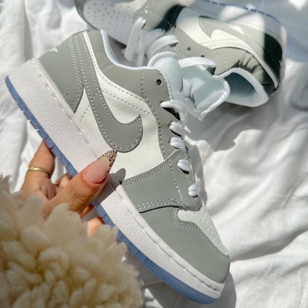 Wolf Grey Custom Sneakers Air Jordan 1 Low