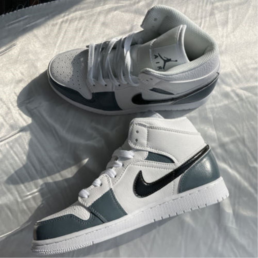 Grey Black Smooth Custom Sneakers Air Jordan 1