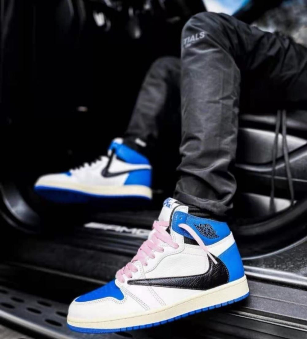 Travis Scott Black Blue Sneakers Custom Air Jordan 1 High