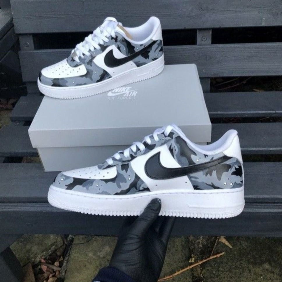 Black Gray Camouflage Custom Sneakers Air Force 1