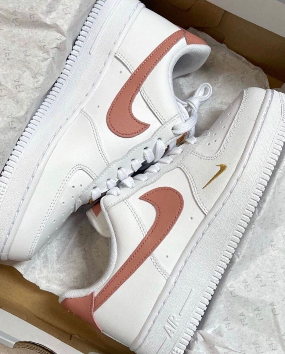 Pink Gold Sneakers Custom Air Force 1