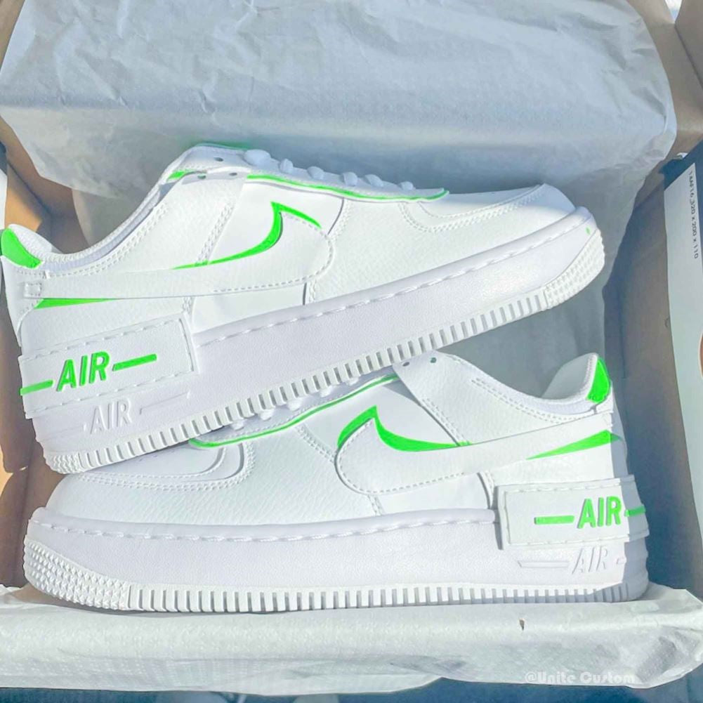 Neon Green Shadow Custom Sneakers Air Force 1