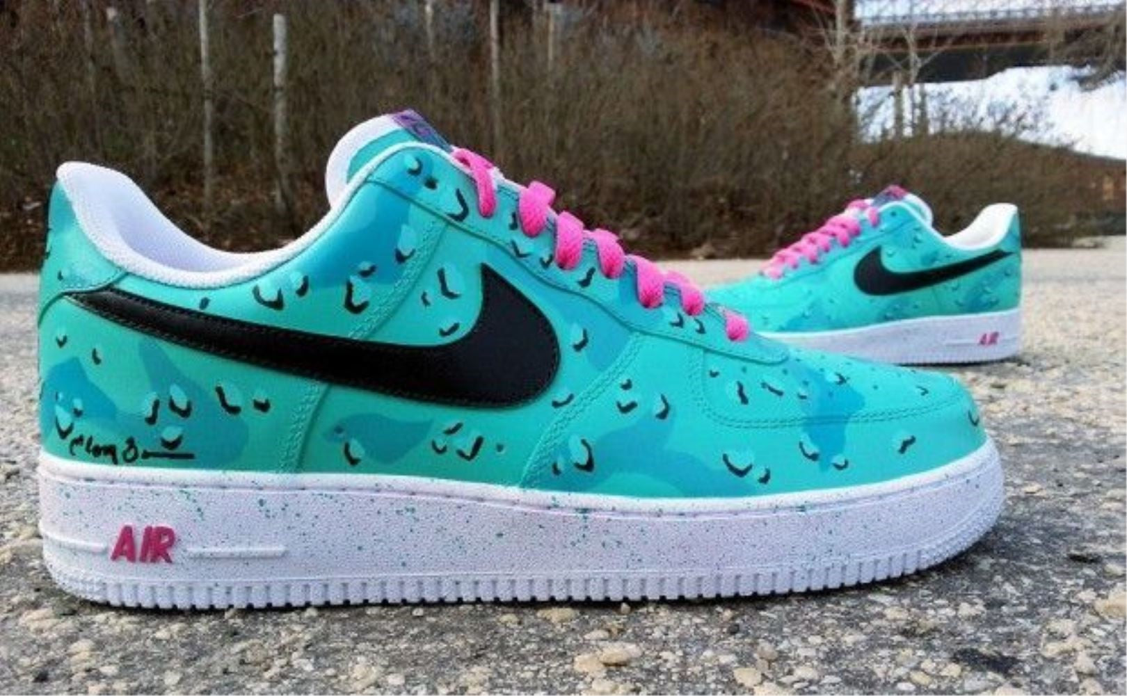 Green Doodle Custom Sneakers Air Force 1