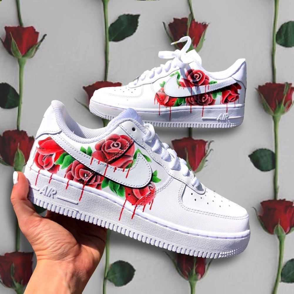 Red Rose Dripping Custom Sneakers Air Force 1